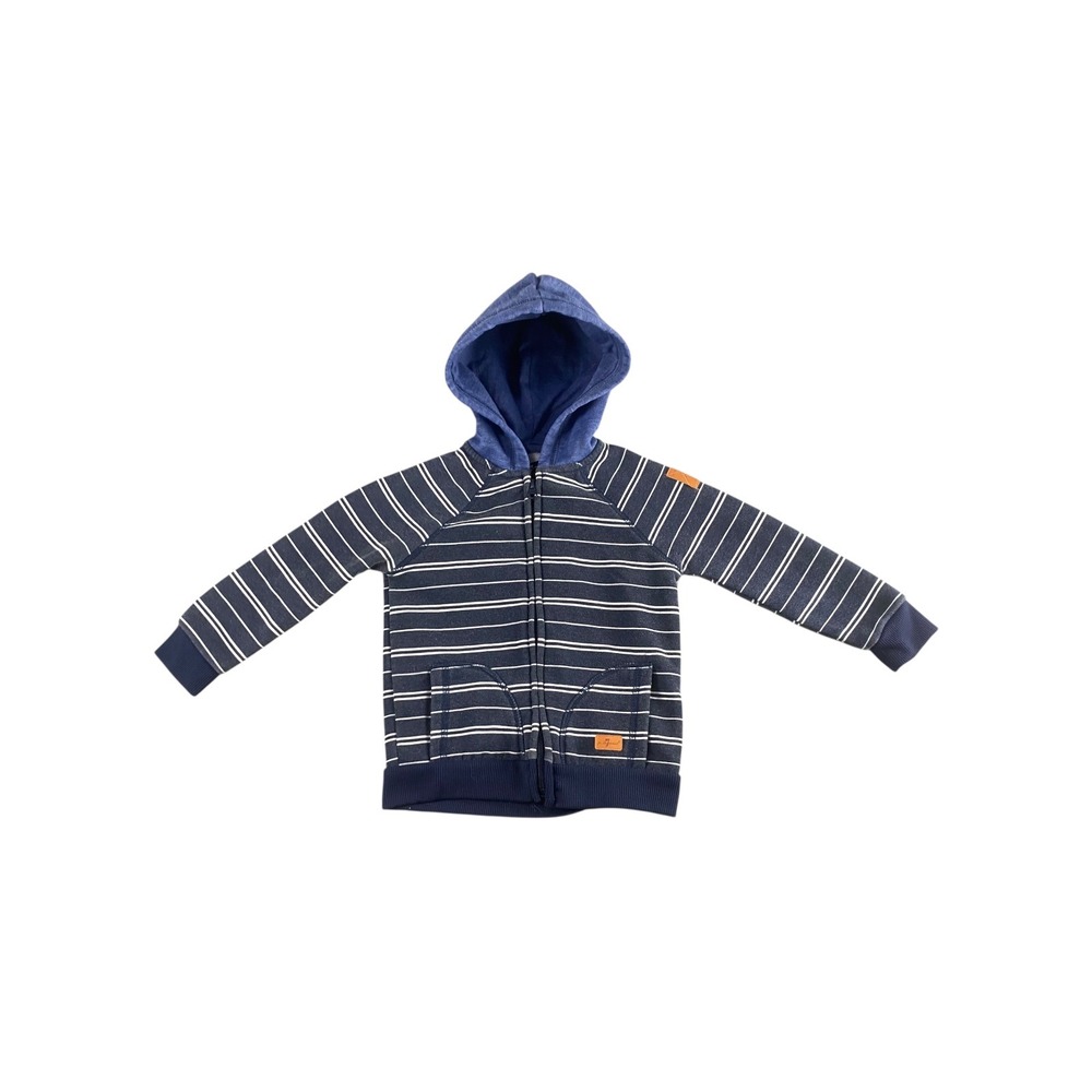 7 For All Mankind Kids Blue White Stripe Zip Up Hoodie 3T